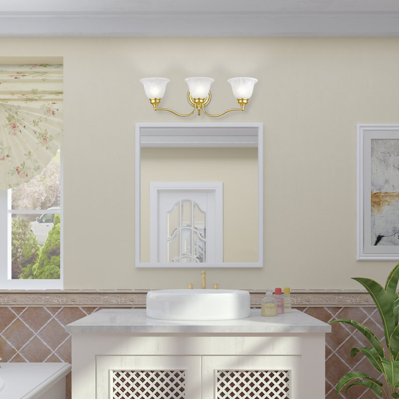 Barre d'éclairage de salle de bain 3 lumières Becky, Laiton poli
