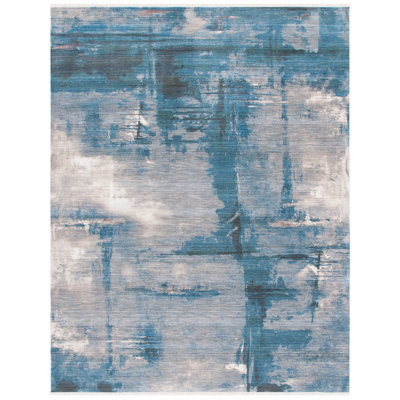 Tapis abstrait bleu / gris