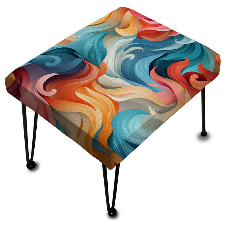 Vagues d'harmonie tourbillonnantes vertes et orange - Repose-pieds rectangulaire abstrait