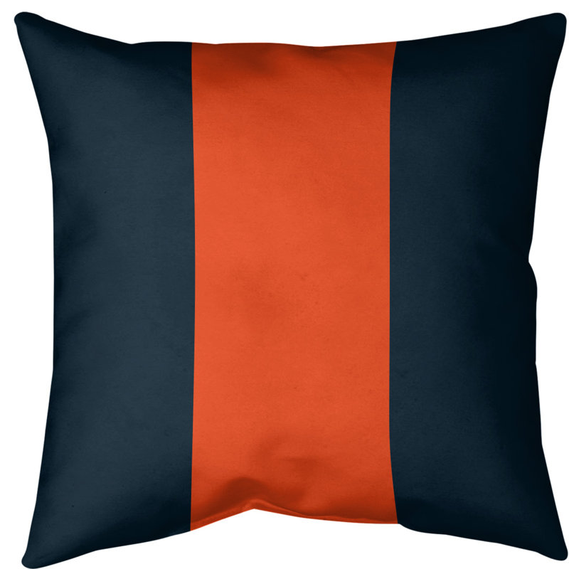 Coussin décoratif, Marine / orange, 18 po x 18 po, Bourre en polyester