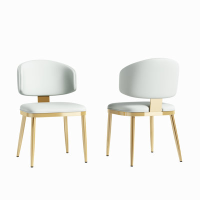 Ensemble de 2 chaises de salle à manger, chaises de maison de conception moderne, chaises en métal pour salle à manger en cuir gris