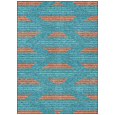 Norelia Teal Washable Indoor-Outdoor Rug - 