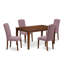 Ensemble de table de salle à manger 5 pièces comprenant une table de cuisine rectangulaire et 4 chaises de salle à manger Parson en lin Dahlia, acajou-2077066047-2077066046-2143611062