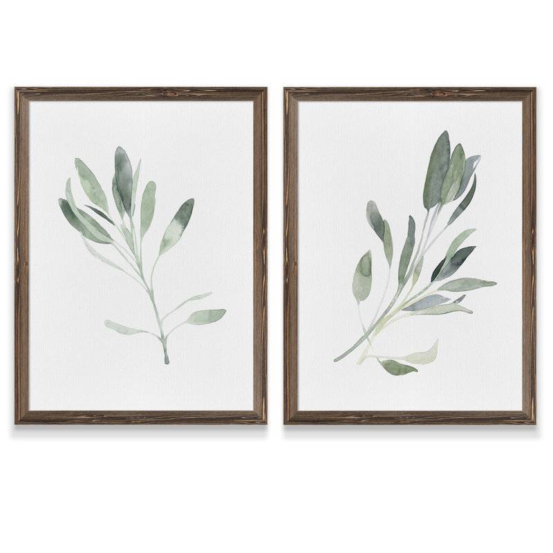Simple sauge - ensemble de 2 reproductions d'art encadrées, Toile encadrée, H 20 po x l 16 po, Érable