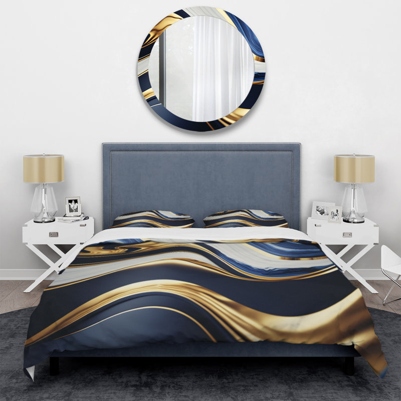 Ensemble de housse de couette en microfibre / polyester à géométrie abstraite Waves