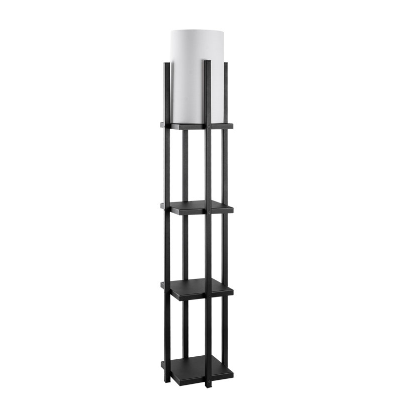 Lampe sur pied de style scandinave, corps en métal noir, 9,8 x 9,8 x 51,2 pouces | Max 40W, douille E27, câble à double isolation de 13,8 pi | Interrupteur marche / arrêt élégant, idéal pour le salon et la chambre à coucher, design durable et élégant