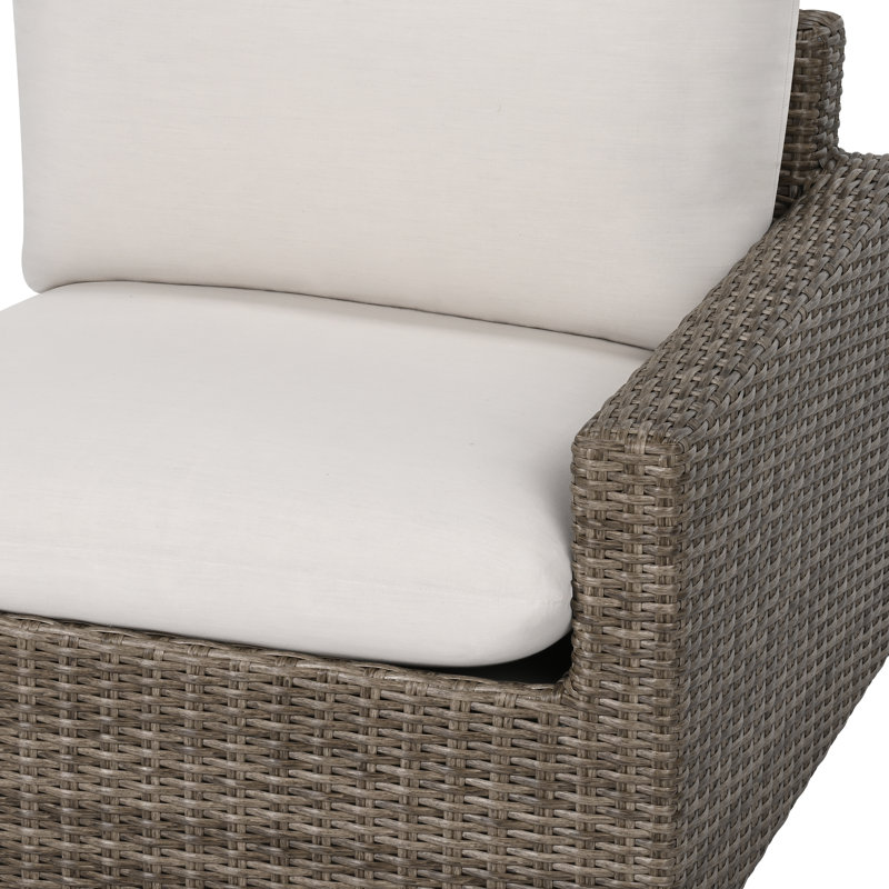 Dumont Left-Arm And Right-Arm Wicker Patio Single Sofa Set With Beige Cushions