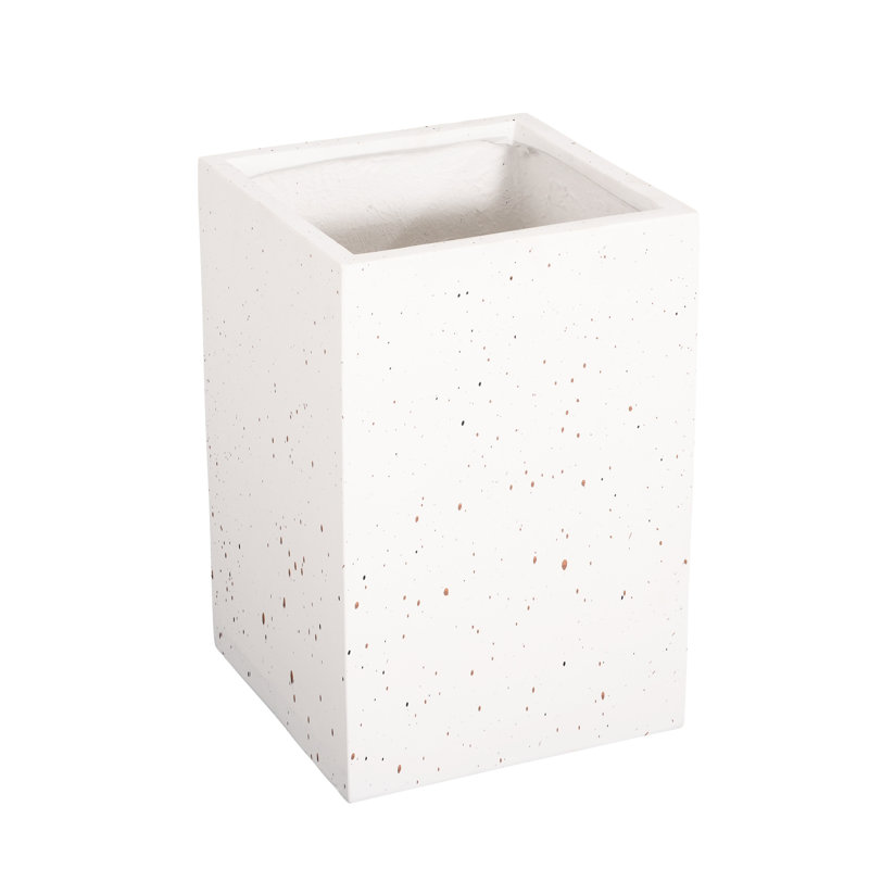 Jardinière rectangulaire faite à la main de 20 po de hauteur, blanche, fabriquée en oxyde de magnésium, l 13,1 po x P 13,1 po, sans assemblage, trou de drainage, hauteur de la décoration de la cour arrière, oxyde, rehaussement