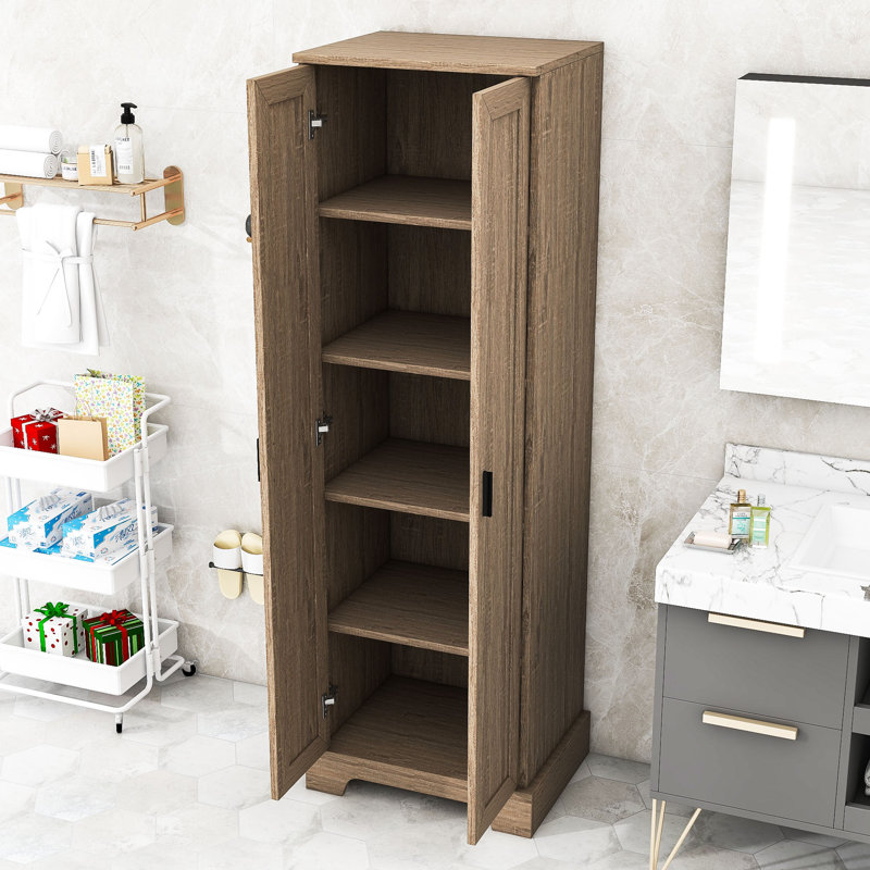 Armoire de salle de bain autoportante Xzavyer, Brun