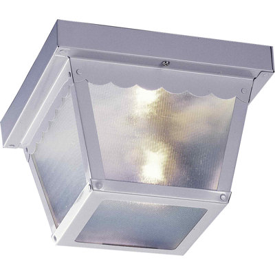 Plafonnier encastré carré blanc 2 lumières avec verre texturé transparent