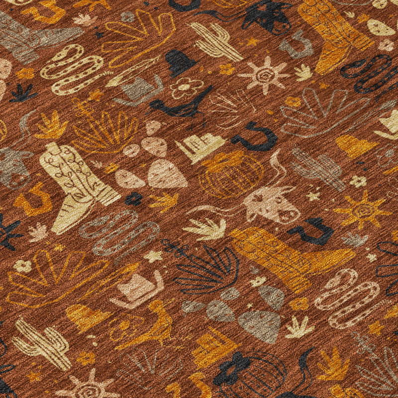 Machine Washable Indoor/Outdoor Chantille ACN2613 Novelty Rug, Brick, 8' x 10'