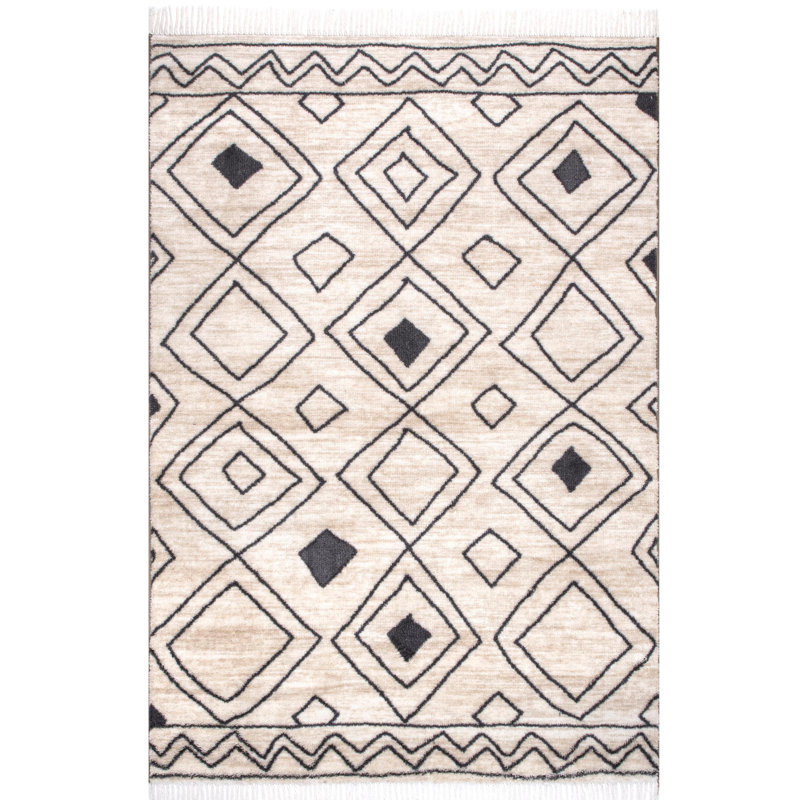 Tapis beige Geometric, Rectangle 4 pi 4 po x 6 pi