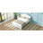 Full Size Wood Platform Bed with Headboard, White