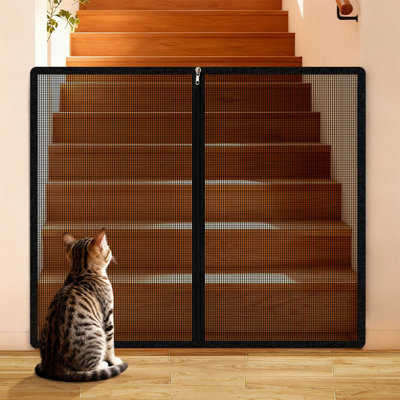 Barrière en filet pour animaux de compagnie à fermeture à glissière No-Drill, 33,46 po x 33,46 po, noir