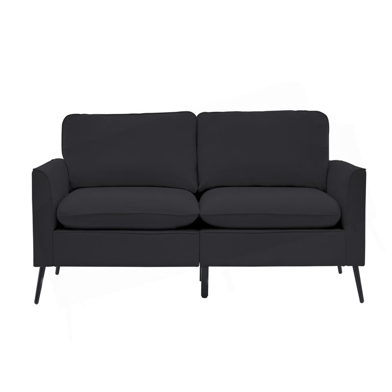 Causeuse en cuir rembourré TS Cat, Cuir noir