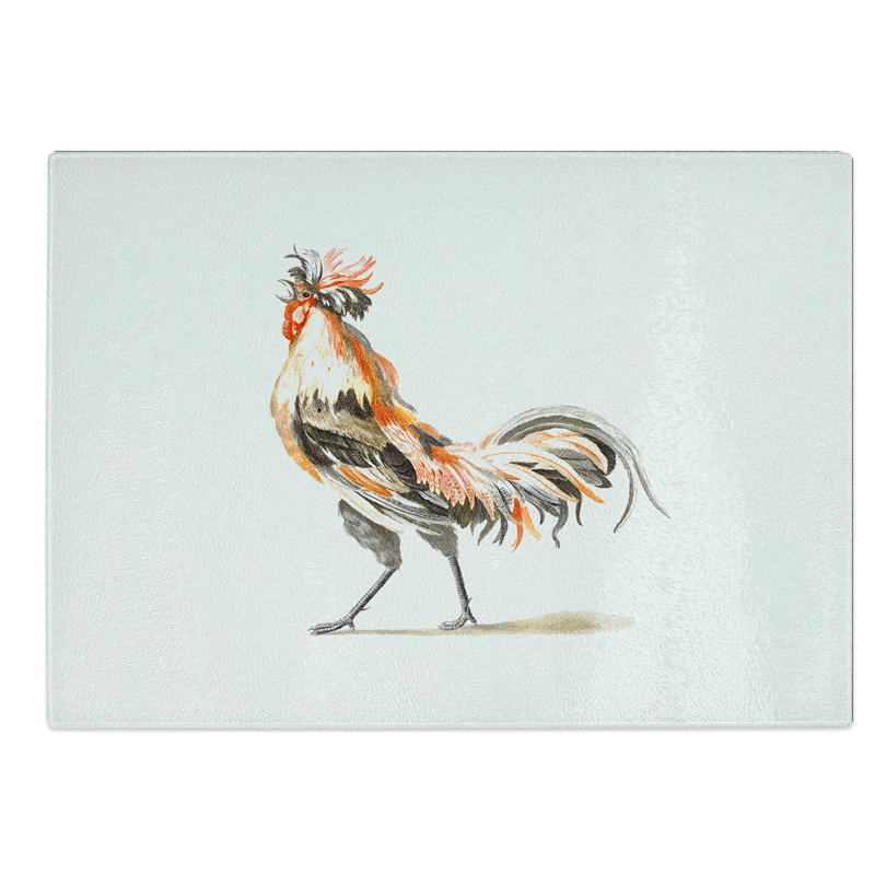 Tempered Glass Proud Cockerel by Johan Teyler Chopping Board, 39 cm W x 28.5 cm L