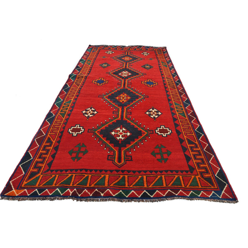 Tapis de couloir oriental rouge 5 x 10 One-of-a-Kind Tribal