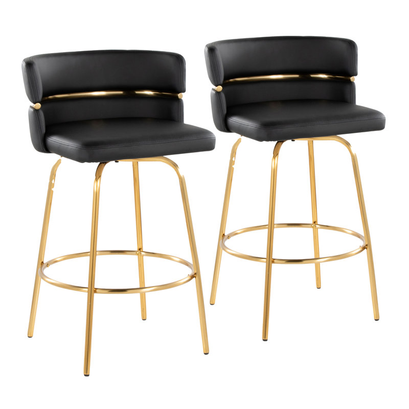 Tabouret de comptoir pivotant 25,75 po Breeley - ensemble de 2, Similicuir blanc / cadre doré