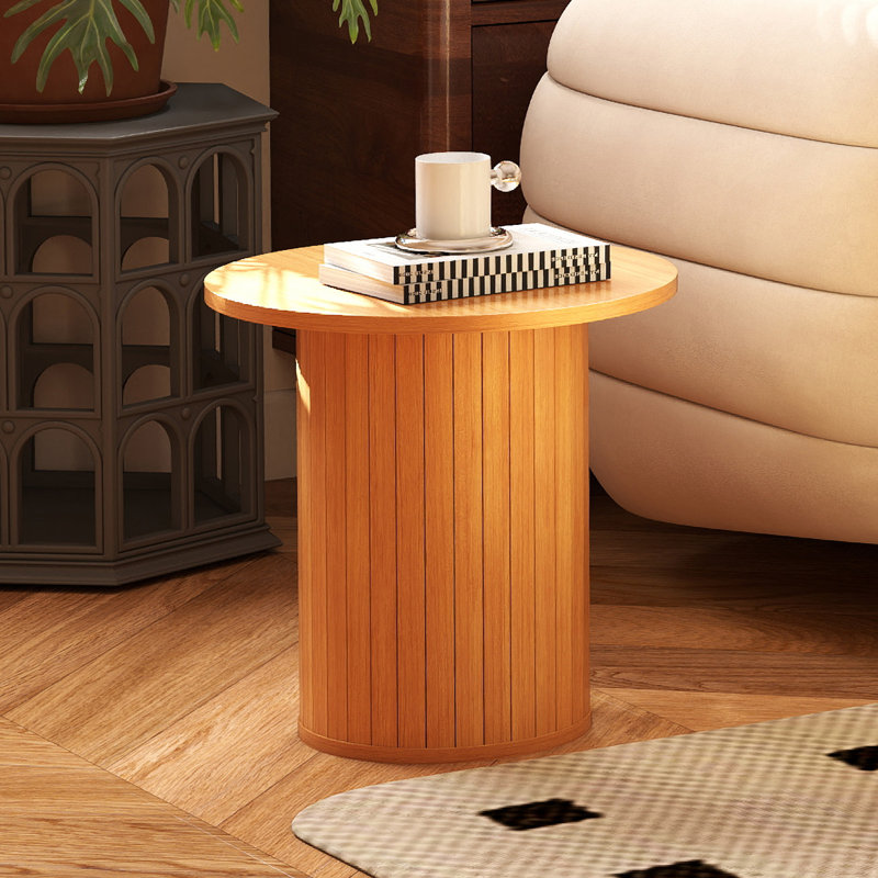 Table basse ronde en bois, tabel de bout de table d'appoint de style campagnard circulaire pour le salon, Naturel