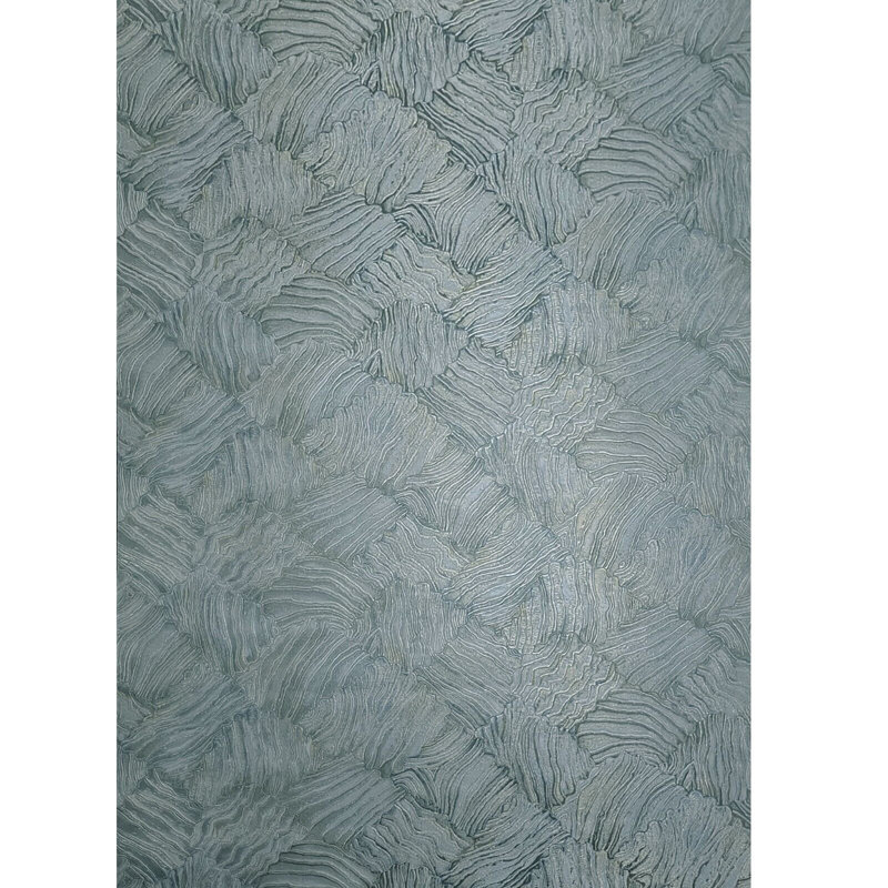 Papier peint imitation carreaux de coquille métalliques gris et or gris