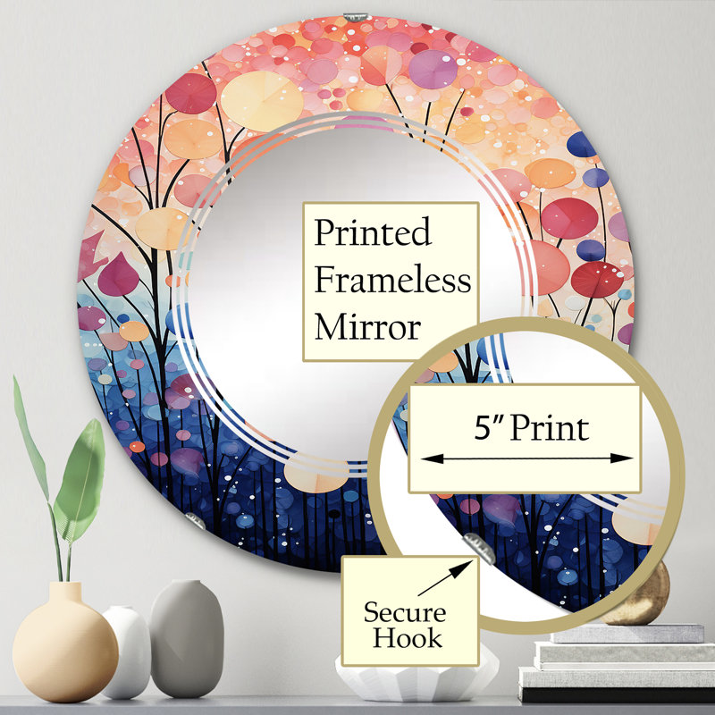 Isarlora - Miroir mural rond moderne, 24 po x 24 po