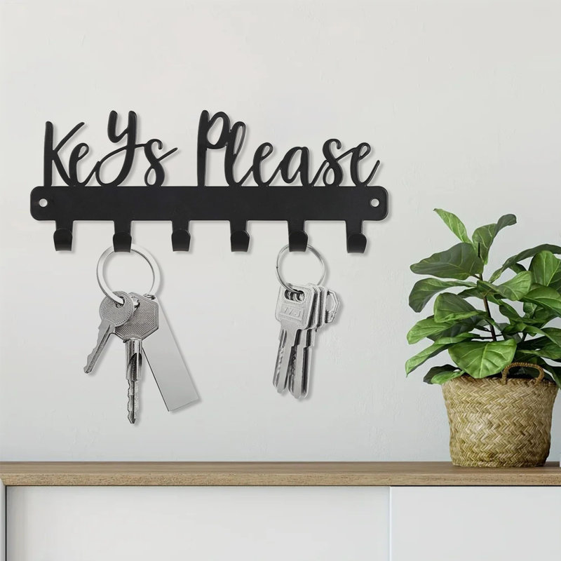 Porte-clés mural élégant à simple crochet - Porte-clés en fer noir - 1 pièce - Porte-clés - Noir