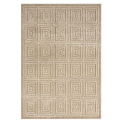 Tapis d'intérieur / extérieur à motif géométrique moderne à motif géométrique gris Michella Performance
