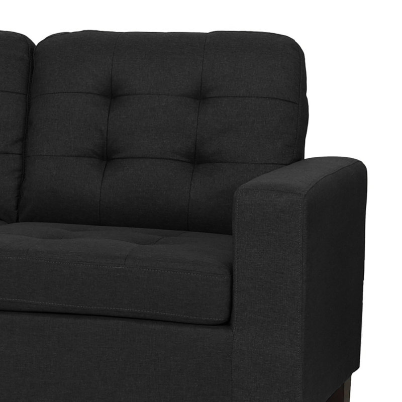 4 -Piece Upholstered Modular Sectional, Black Fabric