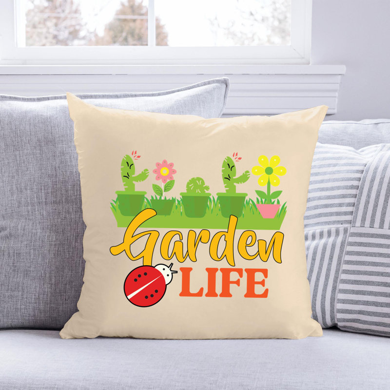 Citation amusante «Garden Lover» 143 - Coussin décoratif inclus, H 16 po x l 16 po
