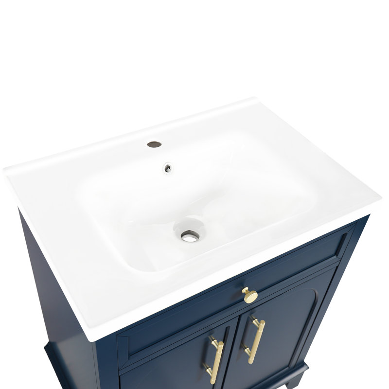 Meuble-lavabo 28 po avec comptoir en céramique, Bleu