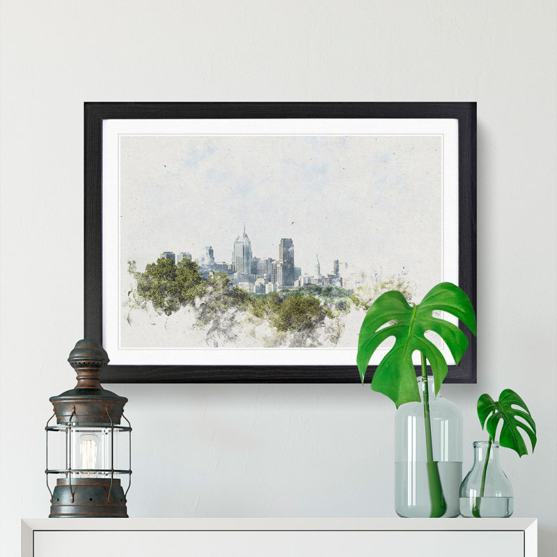 Philadelphia Skyline - Framed Print, Black Framed, 62cm H x 87cm W x 2cm D