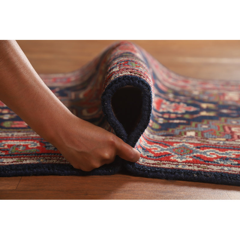 Tapis indien bleu fait à la main 3 x 5