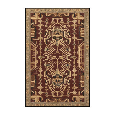 Machine Washable Art Deco Brown Area Rug