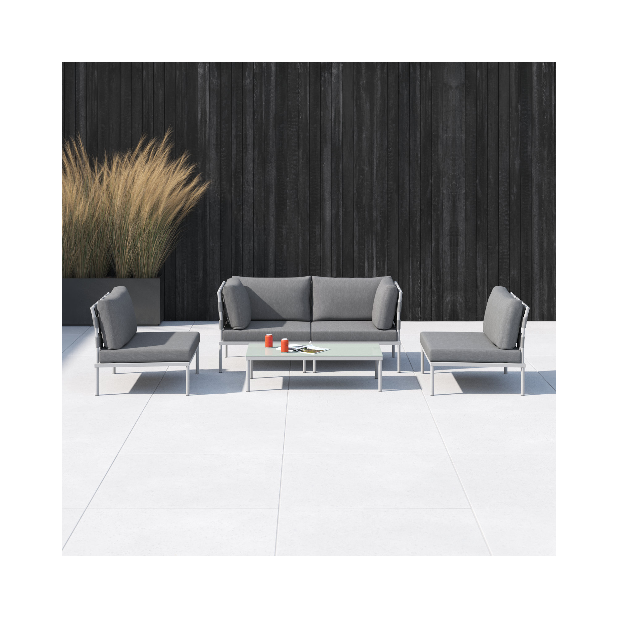 Harmony 5-piece Outdoor Patio Aluminum Sectional Sofa Set, Gray