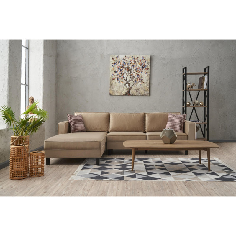 Canapé modulaire rembourré Bre, Accoudoir à droite (vu de face), 100% polyester anthracite / velours