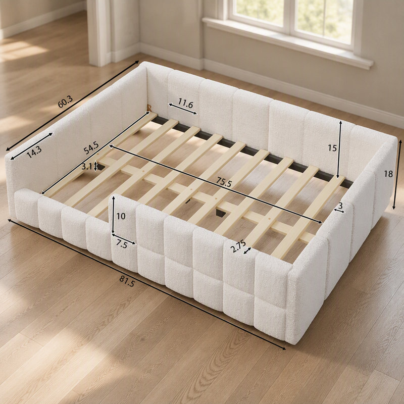 Lit de jour rembourré, lit de plancher pour chambre à coucher, Full / Double