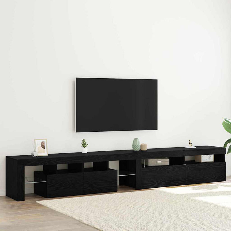 TV Cabinets 2 Pcs Black Oak Engineered Wood, 40cm H x 260cm L x 36.5cm W