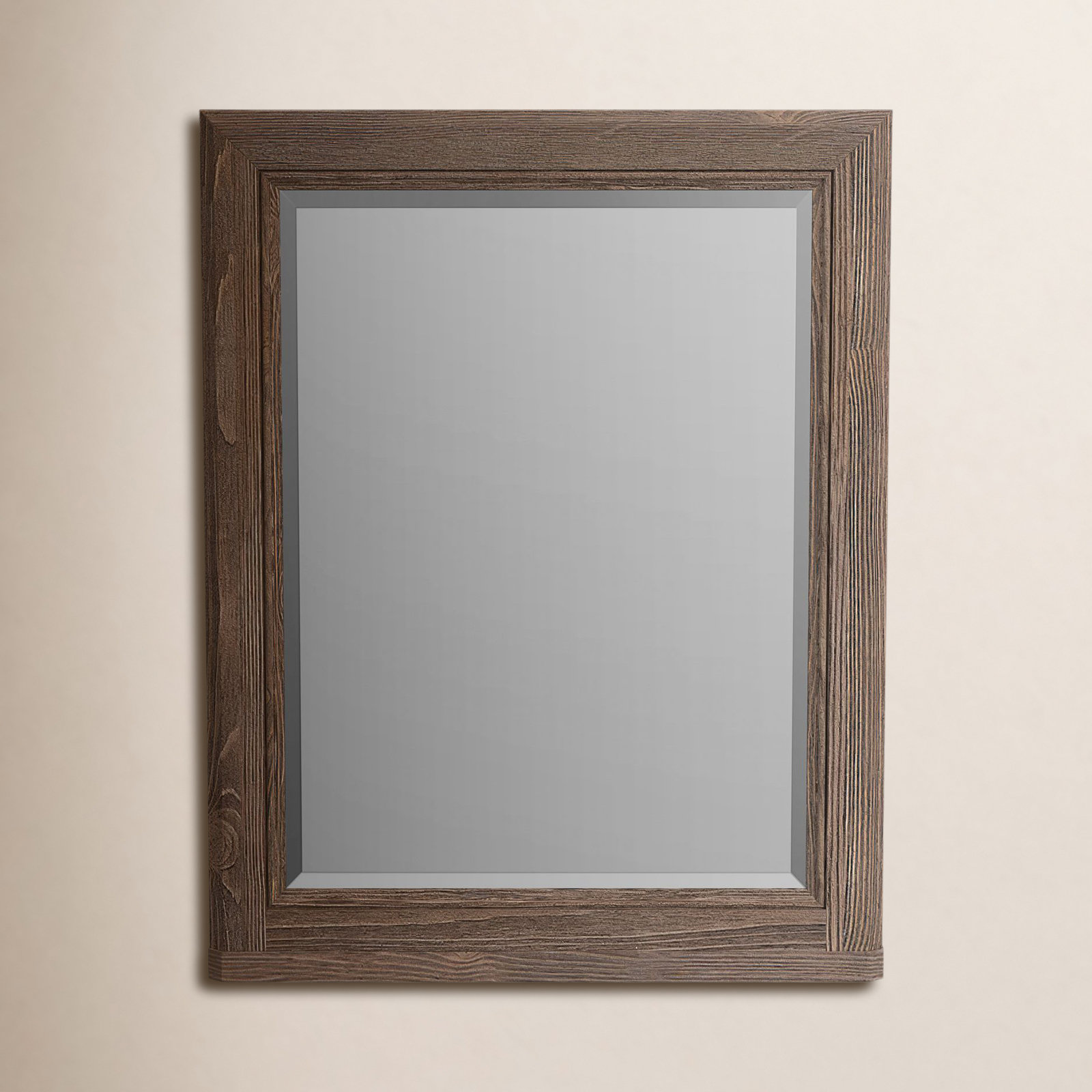Jemma 32" Solid Wood Wall Mirror, Harvest Brown