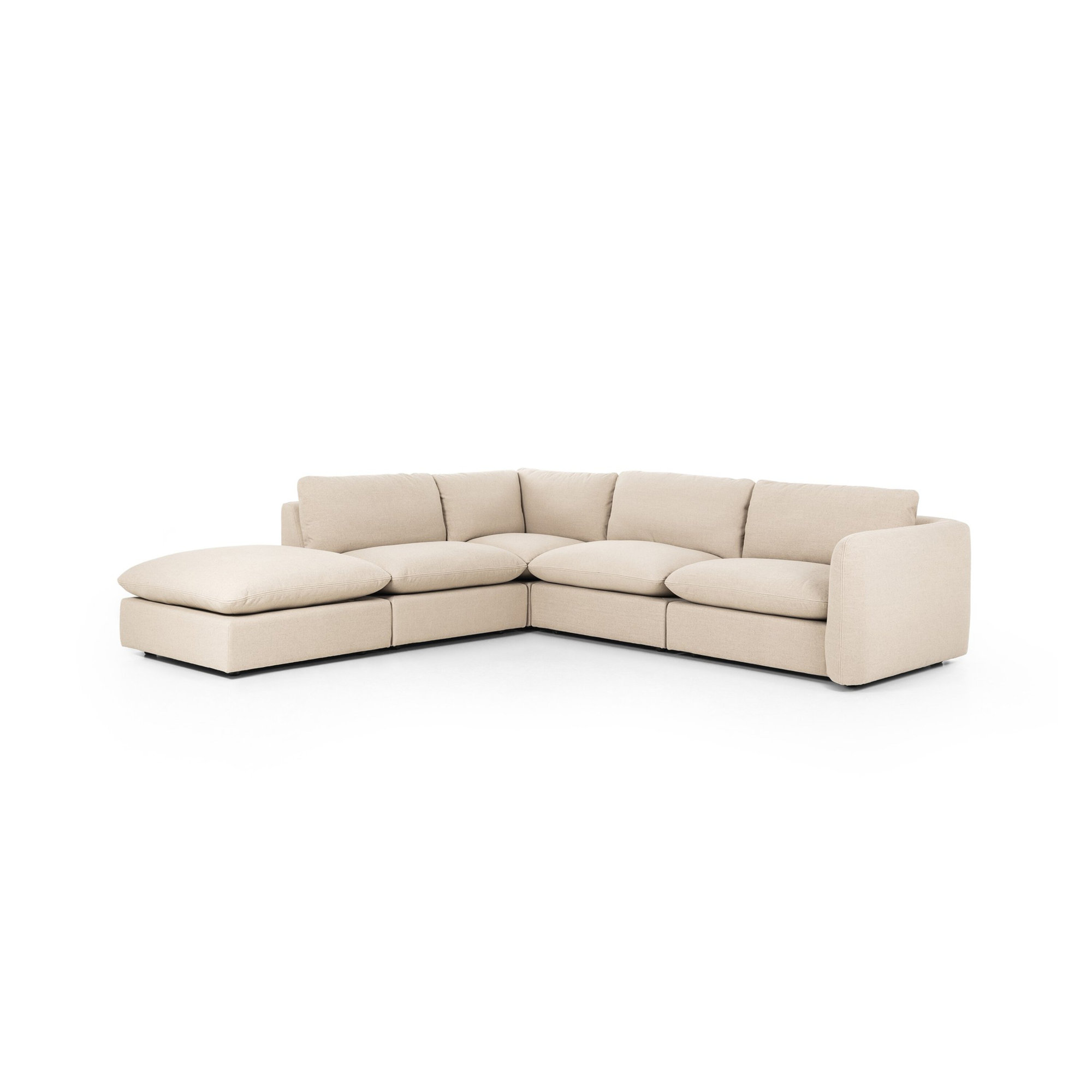Margorie Upholstered L-Sectional, Taupe Linen Blend, Left Hand Facing