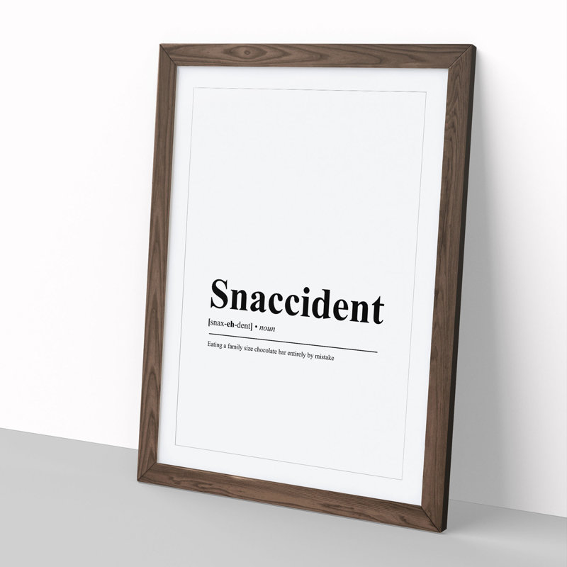 Snaccident - Single Picture Frame Print on Wood, 65cm H x 48cm W x 2cm D, Walnut Framed