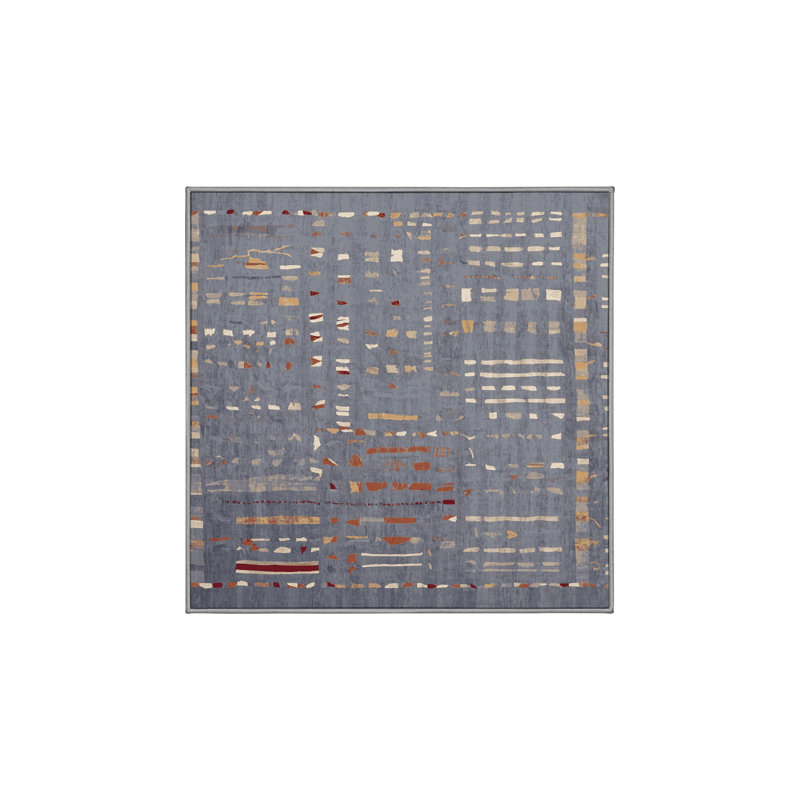 Machine Washable Gray Area Rug, Square 5'