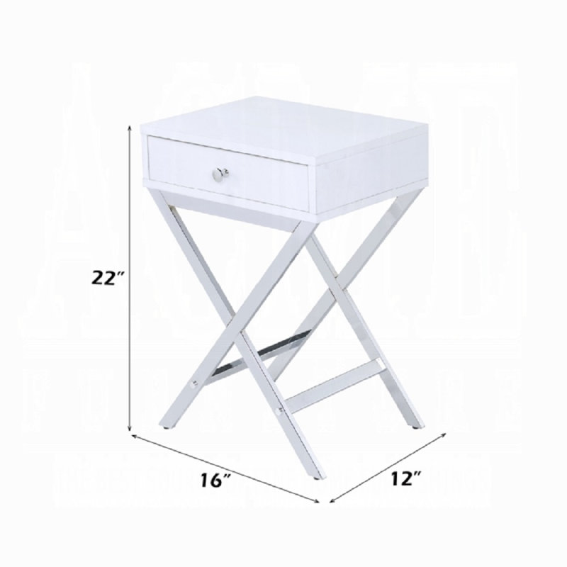 Table d'appoint Witt, Argent argent, Blanc