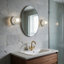 Applique murale en verre texturé - Luminaire mural moderne à une lumière en verre effet mercure, pour salle de bain moderne