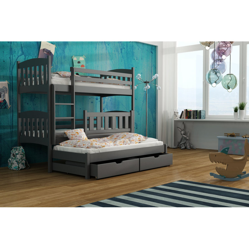 Leithgow Single (3') Bunk Bed with Storage Included with Built-in Ladder Included with Trundle Included