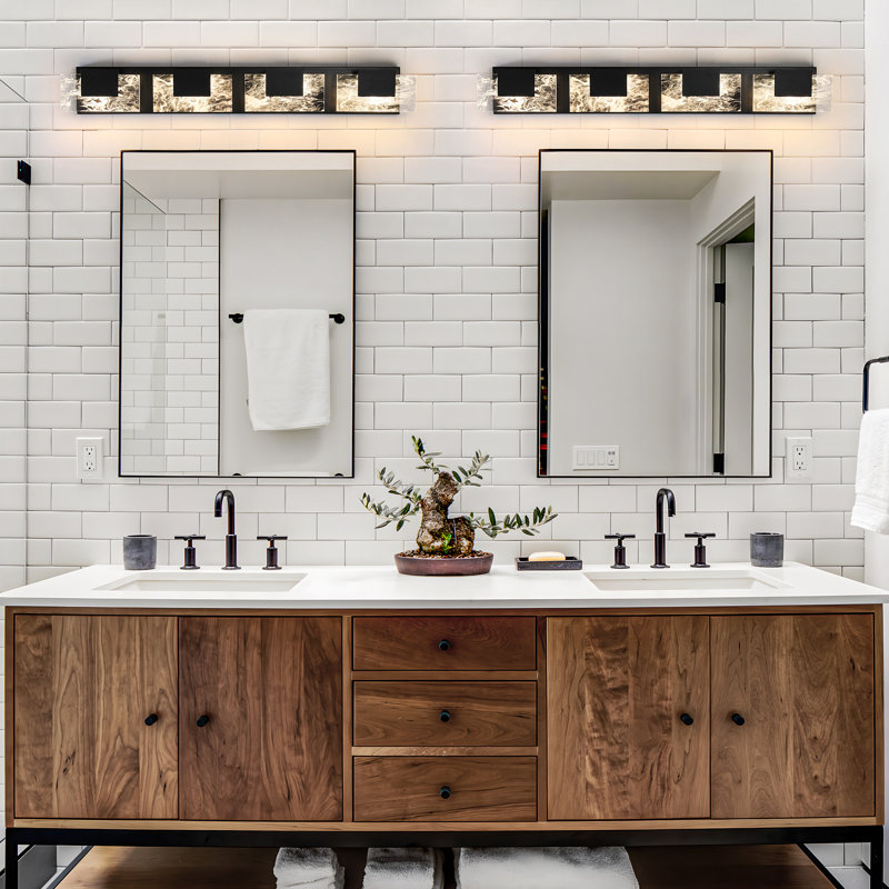 4-Light Modern Bathroom Vanity Light, Matte Black
