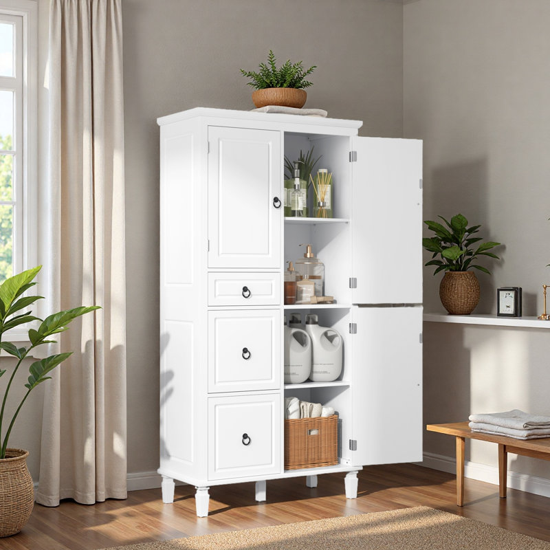 Retro Multi-Functional Storage Cabinet With Adjustable Shelves
