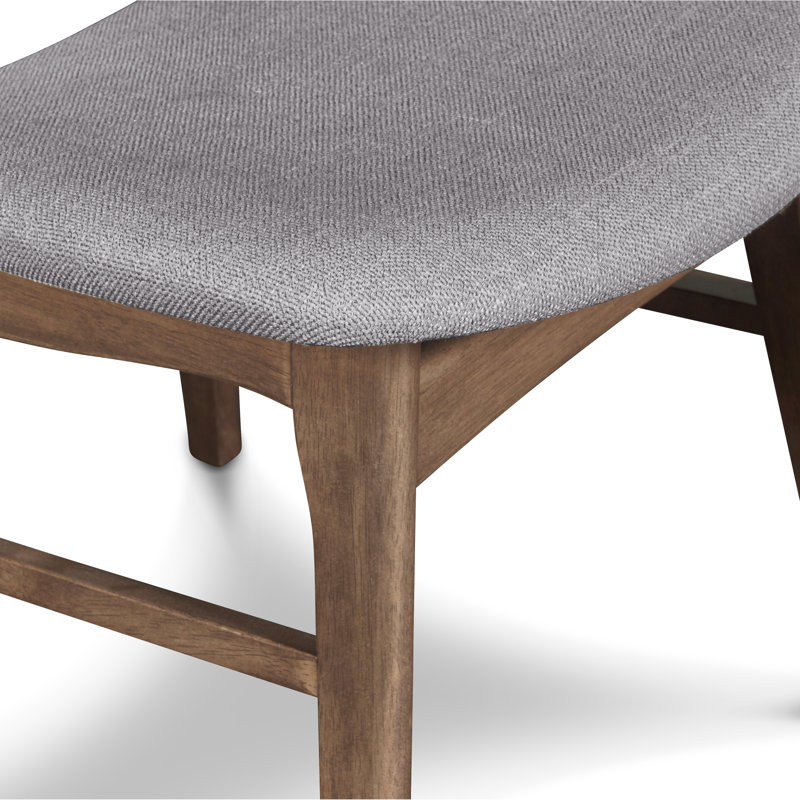 Chaise en bois Lyan avec coussin gris foncé (ensemble de 6), noyer, Gris / Brun, 6
