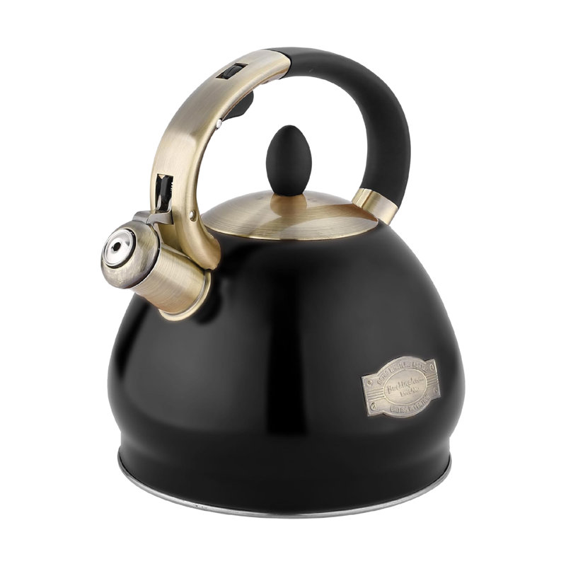 Buckingham Induction Whistling Kettle Stovetop Stainless Steel 3.4 Litres, Black