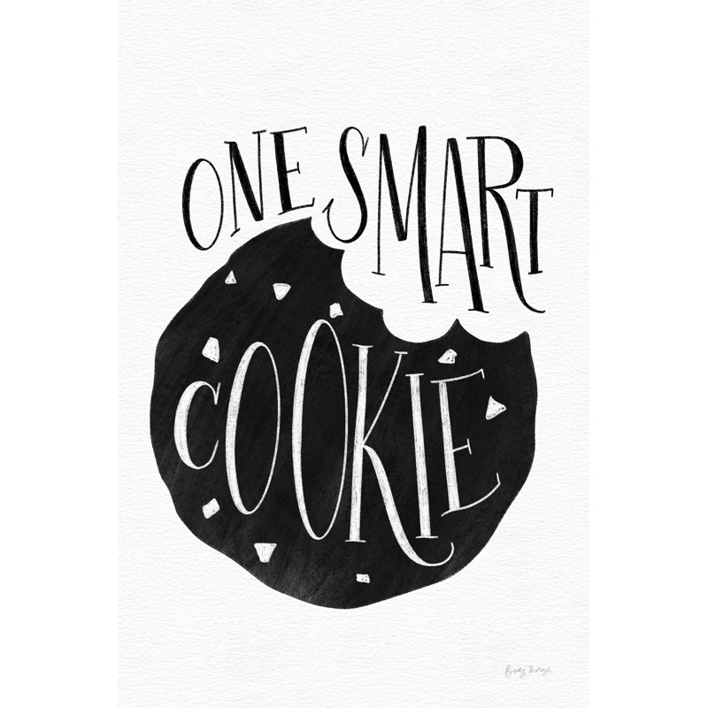 One Smart Cookie BW by Becky Thorns - Typography Print, Black Floater Framed, 30cm H x 20cm W