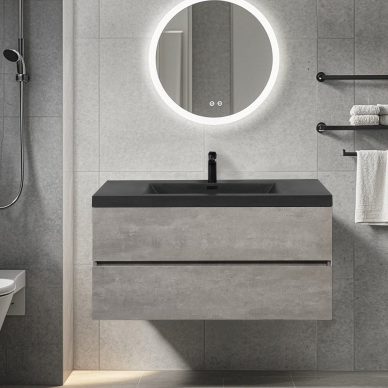 Meuble-lavabo mural mural flottant simple gris, 42"